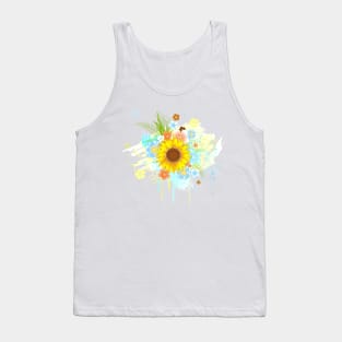 Summer Sunflower on White Background Tank Top